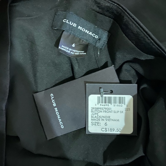 Club Monaco button front slip skirt (Size 6) Black - Picture 5 of 5